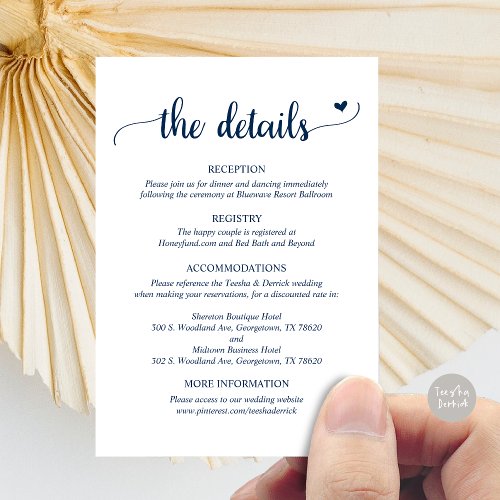 Wedding Details Rustic Script  Enclosure Card