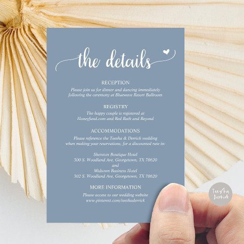 Wedding Details Rustic Script  Enclosure Card