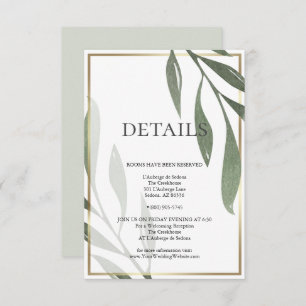 WEDDING DETAILS Sage Green Olive Foliage Invitation