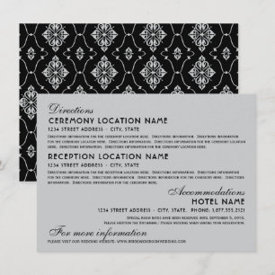 Wedding Details Silver Art Deco Pattern Enclosure Card