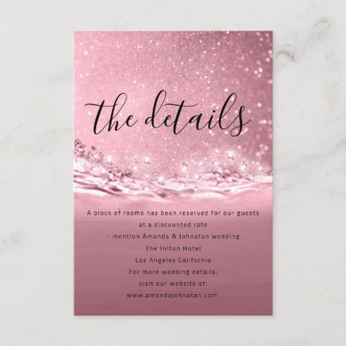 WeddinG Details Tropic Bubbles Beach Rose Pink Enclosure Card