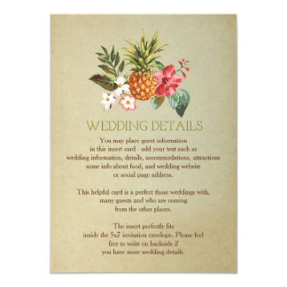 wedding details tropical pineapple beach insert card
