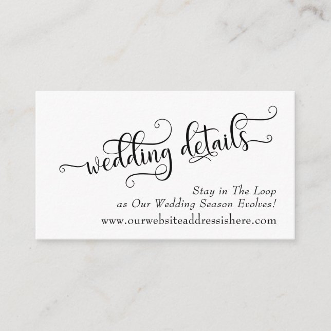 Wedding Details Typography Enclosure Cards (Front)