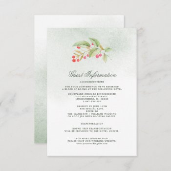 Wedding Details | Watercolor Berry Branch Cards by YourWeddingDay at Zazzle