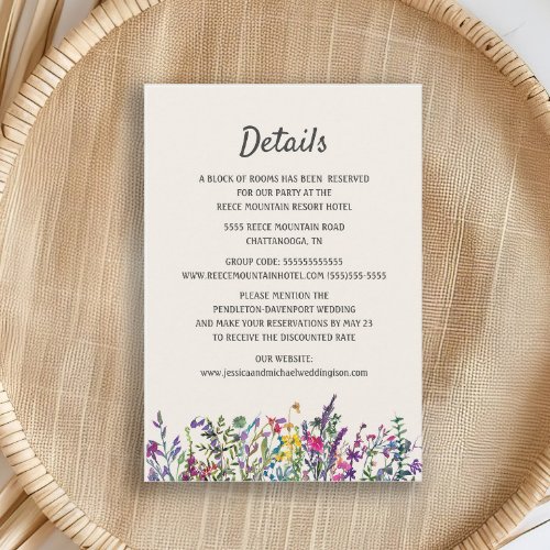 Wedding Details Watercolor Wildflowers Floral Encl Enclosure Card