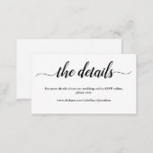 Wedding Details Website Enclosure Card - Simple (Front/Back)