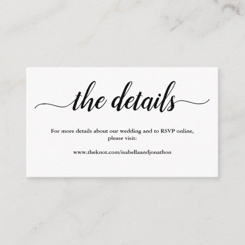 Wedding Details Website Enclosure Card _ Simple