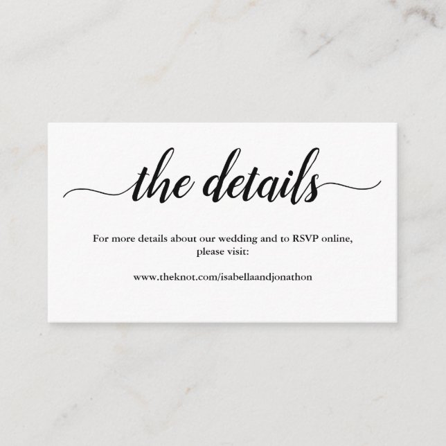 Wedding Details Website Enclosure Card - Simple (Front)