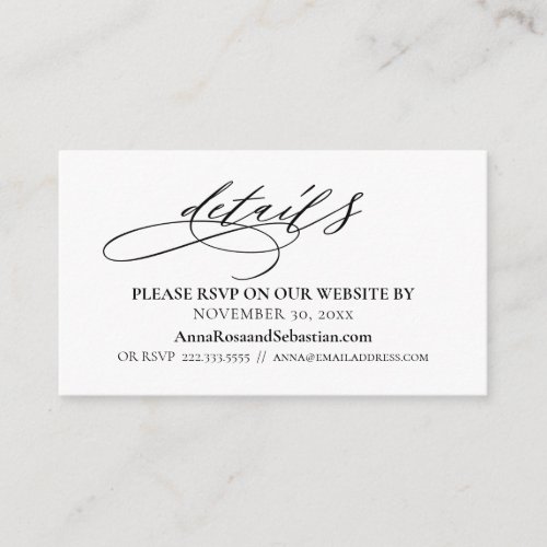 *~* Wedding Details Website RSVP Simple Enclosure