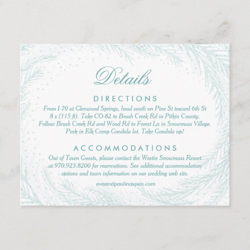 Wedding Details  Winter Wonderland Enclosure Card