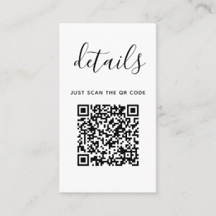 Wedding Details with QR Code Minimalist Modern Enclosure Card
