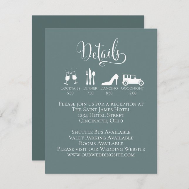 Wedding Details with Timeline Insert Green (Front/Back)