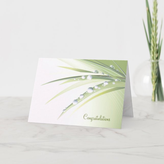 Wedding Dew Drops on Leaf Card (Front)