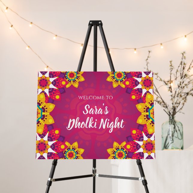 Wedding Dholki Welcome Sign Dholak Night signs (In Situ (Stand))