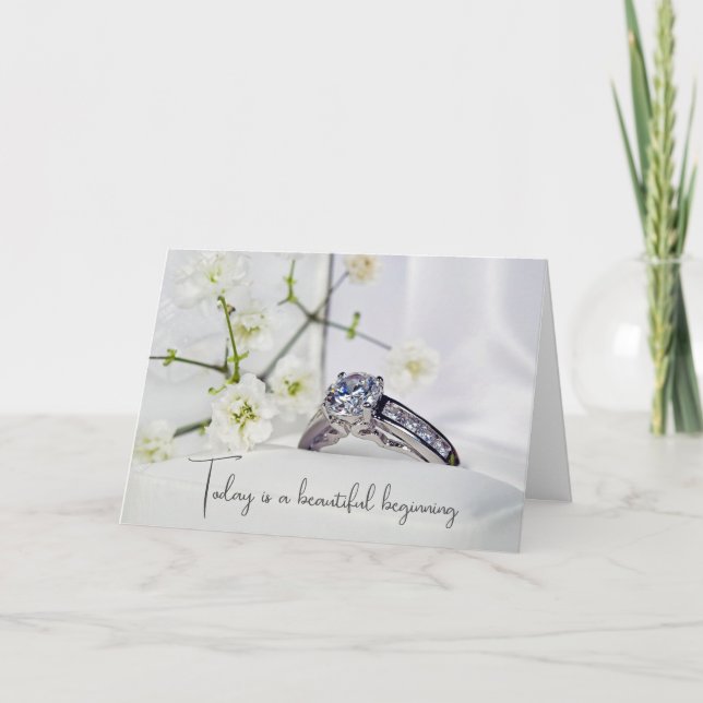 Wedding Diamond and Flowers Card (Front)