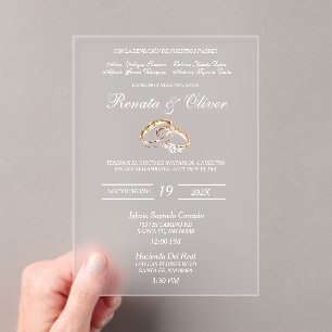 Wedding diamond ring acrylic invitations