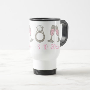 Wedding Diamond Ring Pink Champagne Team Bride Travel Mug