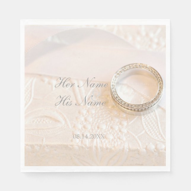 Wedding Diamonds Ring Jewelry Paper Napkins (Front)