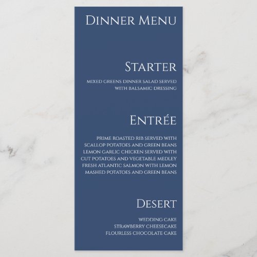 Wedding Dinner and Bar Menu_Dark Blue and White_ Menu