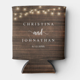 Wedding Dinner and Party, Rustic String Lights Can Can Cooler