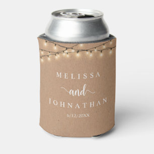 Wedding Dinner and Party, Rustic String Lights Can Can Cooler