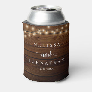 Wedding Dinner and Party, Rustic String Lights Can Can Cooler