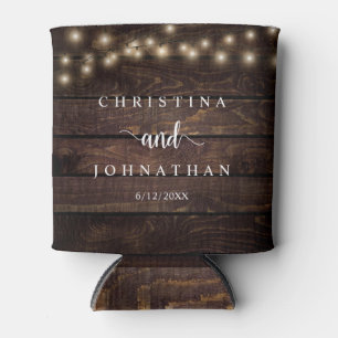 Wedding Dinner and Party, Rustic String Lights Can Cooler