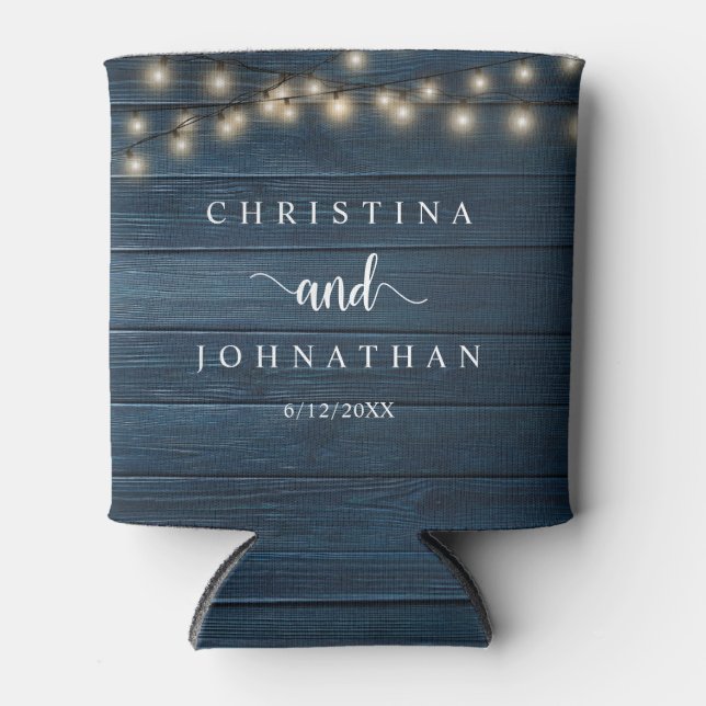 Wedding Dinner and Party, Rustic String Lights Can Cooler (Front)