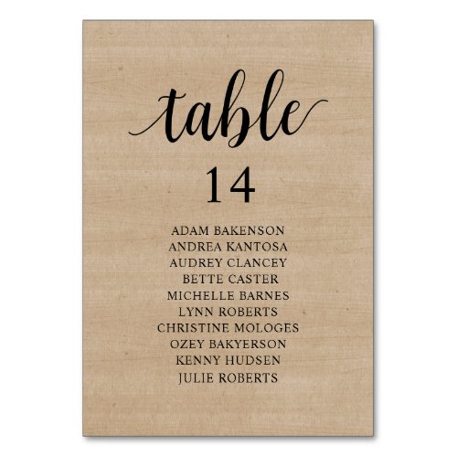 Wedding Dinner Brown Wood Seating Chart Table Number