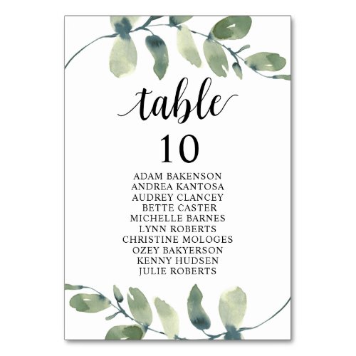 Wedding Dinner Eucalyptus Guests Seating Chart Ta Table Number