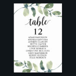 Wedding Dinner, Eucalyptus Guests Seating Chart Table Number<br><div class="desc">Wedding Dinner Guest Seating Table Chart Card,  Modern Greenery Eucalyptus themes.
Customise the text and / or remove and fill in with your wedding party themed.</div>