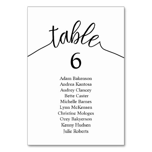 Wedding Dinner Guest Table Chart Rustic Card