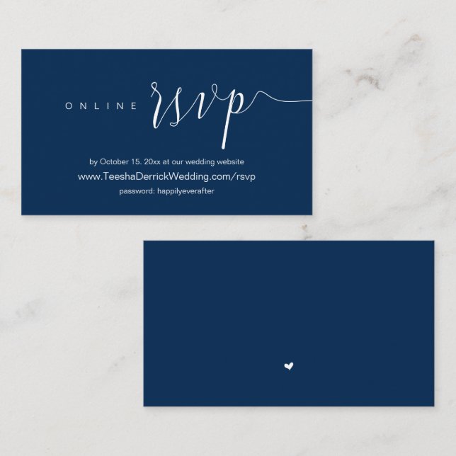 Wedding Dinner Invitation, Online RSVP Enclosure Card (Front/Back)