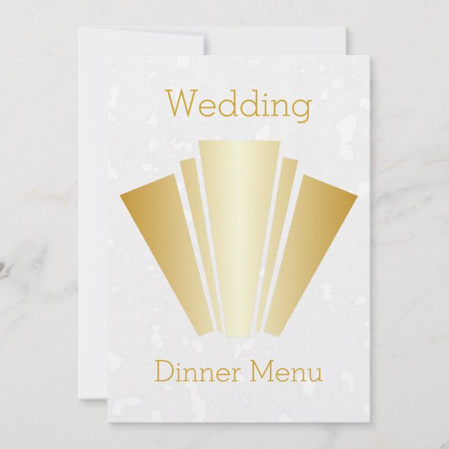 Wedding Dinner Menu Gold Art Deco Invitation (Front)