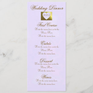Wedding Dinner Menu Lavender Golden Collection