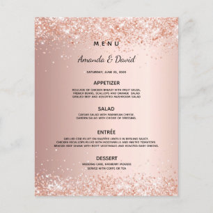 Wedding dinner menu rose gold blush