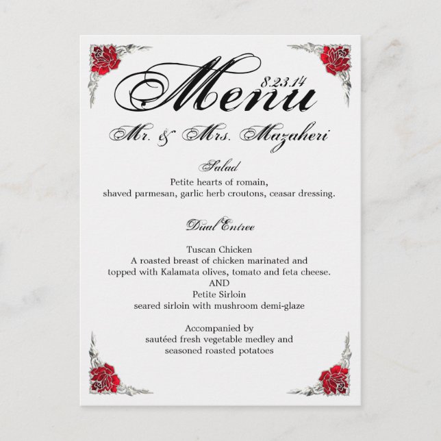 Wedding Dinner Menu Shalicia (Front)