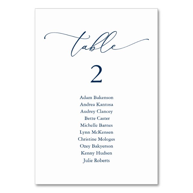 Wedding Dinner, Modern Guest Seating Chart Table N Table Number (Front)