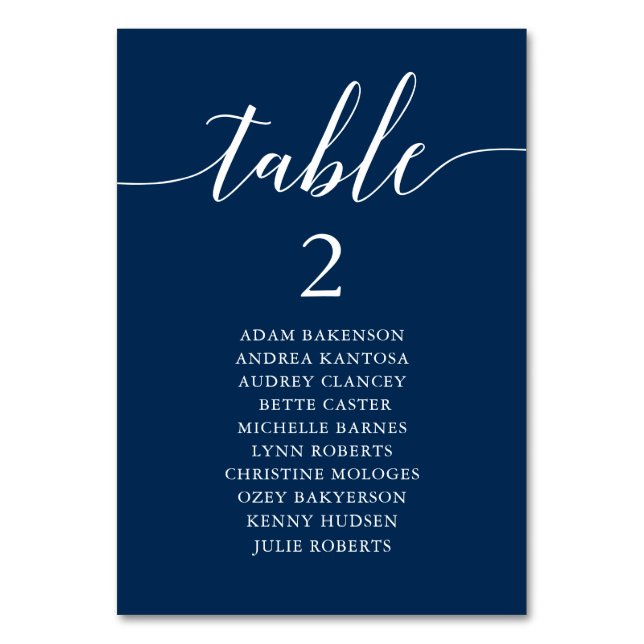 Wedding Dinner, Modern Guest Seating Chart Table Number (Front)