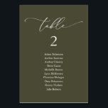 Wedding Dinner, Modern Guest Seating Chart Table Number<br><div class="desc">Wedding Dinner Guest Seating Table Chart Card,  Modern Classy romantic olive sage green greenery themed.
Customise the text and / or remove and fill in with your wedding party colour theme.</div>