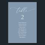 Wedding Dinner, Modern Guest Seating Chart Table Number<br><div class="desc">Wedding Dinner Guest Seating Table Chart Card,  Modern Classy romantic dusty blue themed.
Customise the text and / or remove and fill in with your wedding party colour theme.</div>