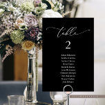 Wedding Dinner, Modern Guest Seating Chart Table Number<br><div class="desc">Wedding Dinner Guest Seating Table Chart Card,  Modern Classy romantic black and white themed.
Customise the text and / or remove and fill in with your wedding party colour theme.</div>