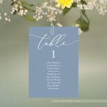 Wedding Dinner, Modern Guest Seating Chart Table Number<br><div class="desc">Wedding Dinner Guest Seating Table Chart Card,  Modern Classy romantic calligraphy in dusty blue themed.
Customise the text and / or remove and fill in with your wedding party matching colour.</div>
