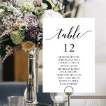Wedding Dinner, Modern Guest Seating Chart  Table Number<br><div class="desc">Wedding Dinner Guest Seating Table Chart Card,  Modern Classy romantic,  black and white themed
Customise the text and / or remove and fill in with your wedding party themed.</div>