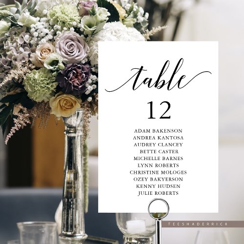 Wedding Dinner Modern Guest Seating Chart  Table Number