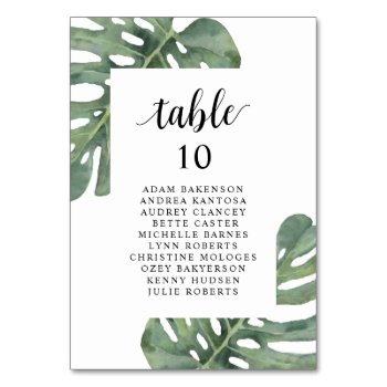 Wedding Dinner   Monstera Guests Seating Chart Tab Table Number by TeeshaDerrick at Zazzle