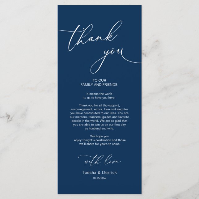 Wedding Dinner Place Setting Thank You Card (Front)