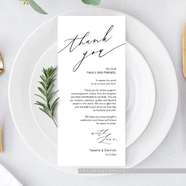 Wedding Dinner Place Setting Thank You Card | Zazzle