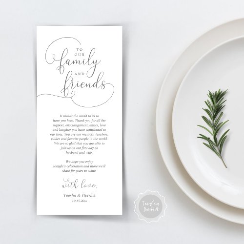 Wedding Dinner Place Setting Thank You Card