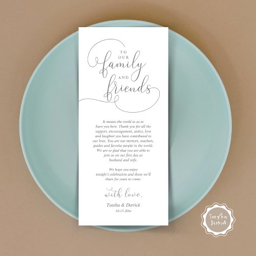 Wedding Dinner Place Setting Thank You Card